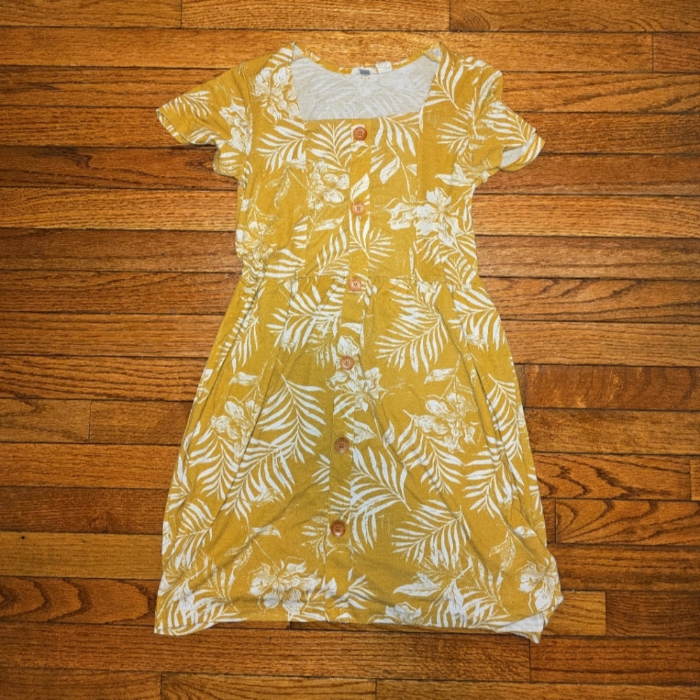 Roxy Quicksilver Mustard Yellow and White Girl's Sundress Size 14/XL NWOT